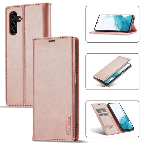 Funda para Teléfono Samsung Galaxy A35 5G Lc.Imeeke Cuero Microfibra Magnetismo Fuerte (Oro Rosa)