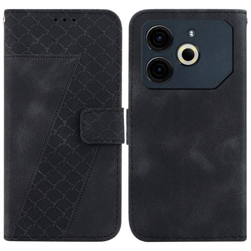 Funda de Cuero con Relieve en Forma de Siete para Tecno Pova 6 Neo (Negra)