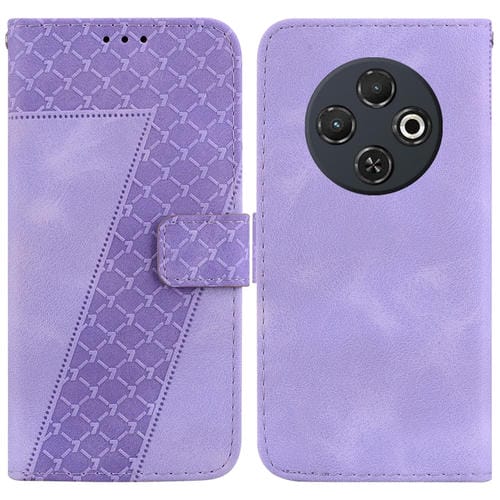 Funda de Cuero con Relieve en Forma de Siete para Tecno Spark 30C (Morado)