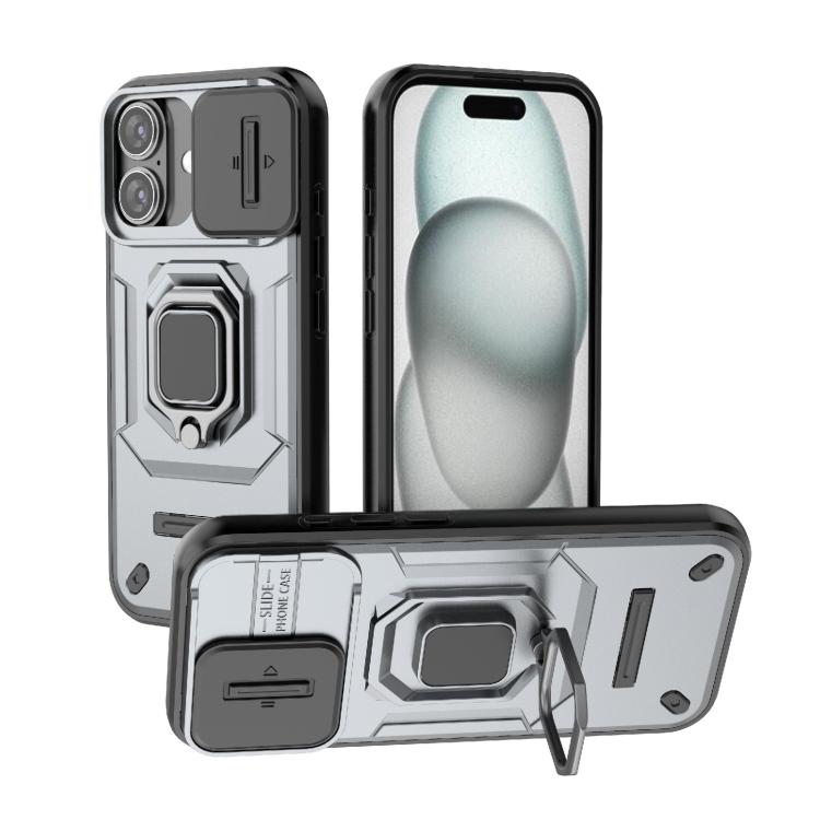 Funda deslizante Camshield de TPU + PC a prueba de golpes con soporte para iPhone 17 (gris)