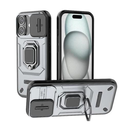 Funda deslizante Camshield de TPU + PC a prueba de golpes con soporte para iPhone 17 (gris)