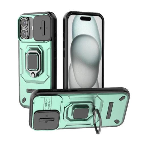 Funda deslizante Camshield de TPU + PC a prueba de golpes con soporte para iPhone 17 (verde)