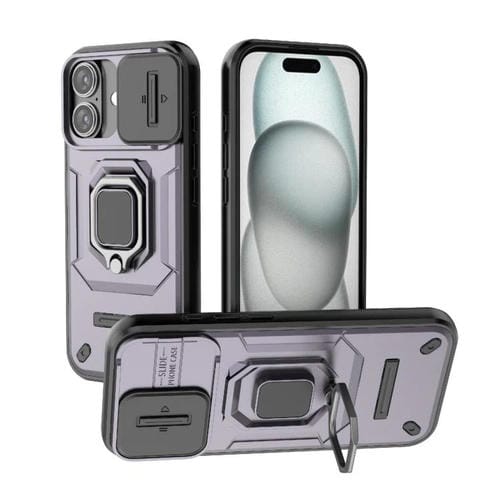 Funda deslizante Camshield de TPU + PC a prueba de golpes con soporte para iPhone 17 (morado)