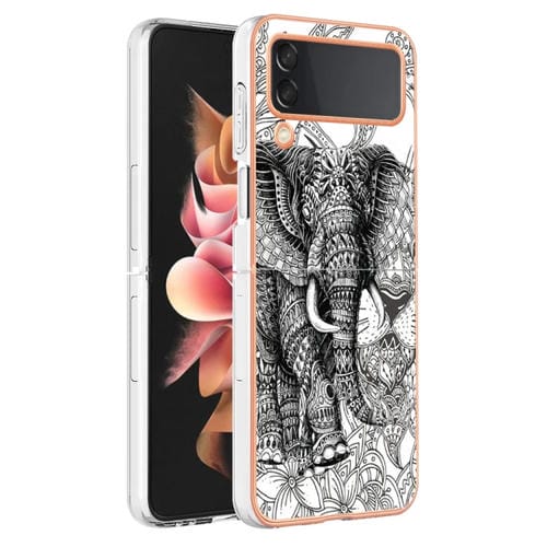 Estuche para Teléfono Samsung Galaxy Z Flip3 5G Imd Doble Cara Mårmol Galvanizado (Totem Elephant)