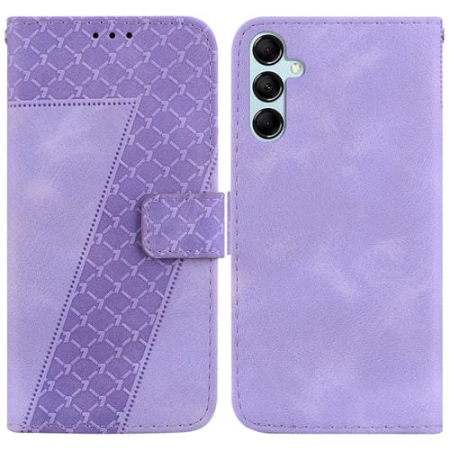 Funda de Cuero Samsung Galaxy A15 con Relieve en Forma de 7 (Púrpura)
