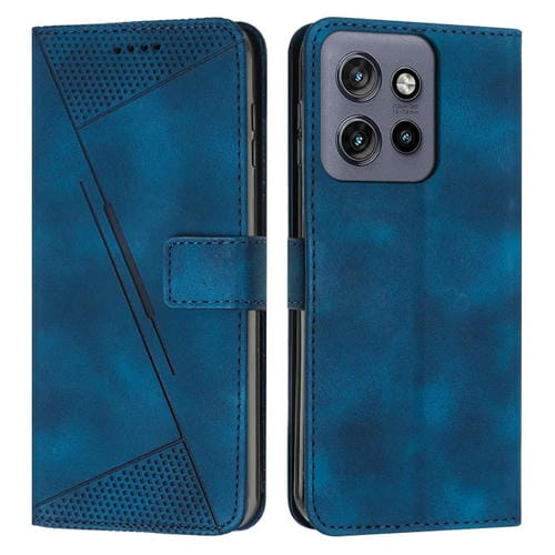 Funda de Cuero Triangular Dream para Motorola Edge 50 Neo con Cordón (Azul)