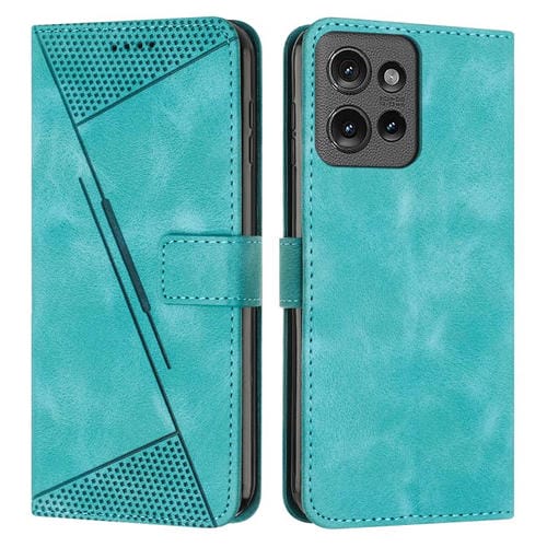 Funda de Cuero Triángulo para Motorola Moto G 5G 2025 Dream Triangle con Cordón (Verde)