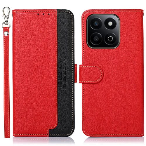 Funda de Cuero Khazneh con Textura de Lichi Rfid para Honor Play 60 Plus/200 (Rojo)