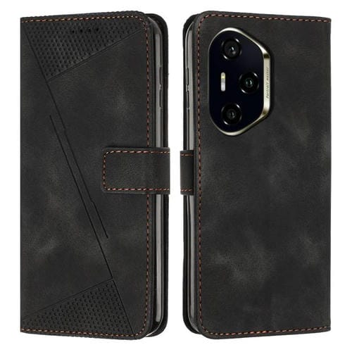Funda de Cuero Triángulo con Cordón para Honor 300 Pro y 300 Ultra (Negro)