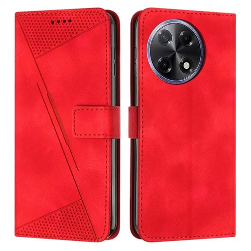 Funda de Cuero Triangular para Teléfono Tecno Camon 30S Dream con Cordón (Rojo)