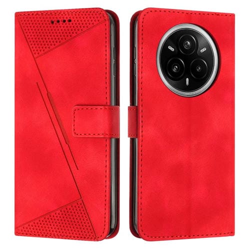Funda de Cuero Triangular con Cordón para Realme 14 Pro Dream (Roja)