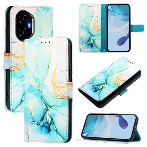 Funda de Cuero con Tapa para Honor 300 con Diseño Mårmol Pt003 (Verde)