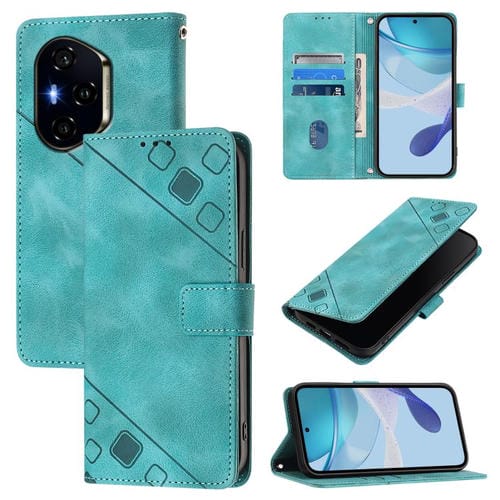 Funda de Piel con Relieve para Honor 300 Pro 5G y 300 Ultra (Verde)
