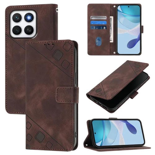 Funda Cuero Relieve con Tacto Piel para Honor X8C 4G (Marrón)