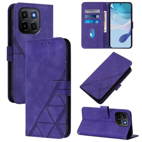 Funda de cuero con relieve 3D para Honor X6c 4G (morada)