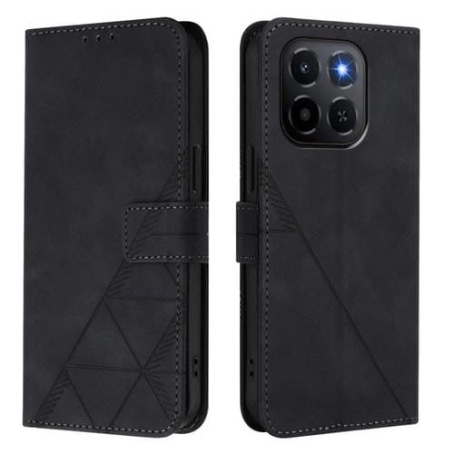 Funda de cuero con relieve 3D para Honor X6c 4G (negra)