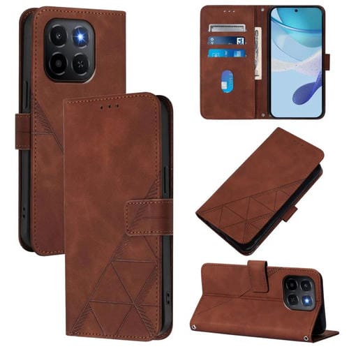 Funda de cuero con relieve 3D para Honor X6c 4G (marrón)
