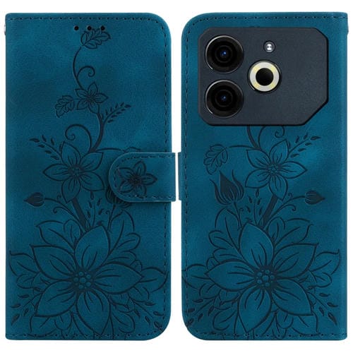 Funda de Cuero con Relieve Lily para Teléfono Tecno Pova 6 Neo (Azul Oscuro)