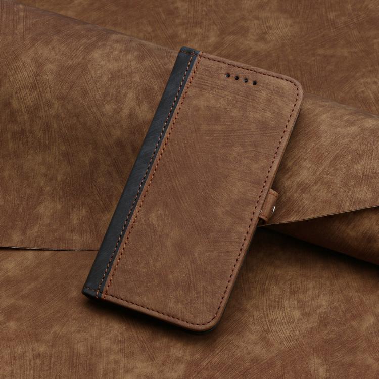 Funda de Cuero para Huawei P50 Pro con Correa de Mano y Hebilla Lateral Doble (Marrón)