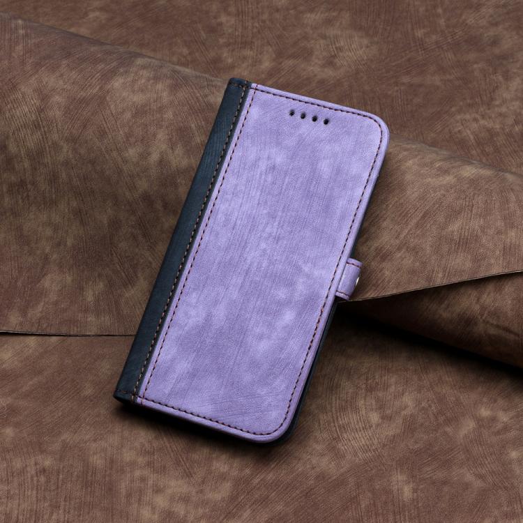 Funda de Cuero para Huawei P50 Pro con Correa de Mano y Hebilla Lateral Doble (Morado)