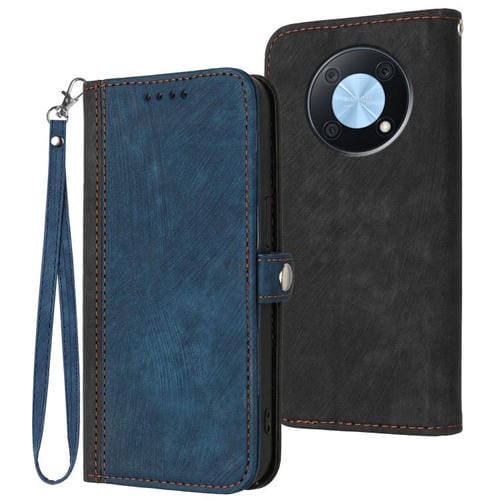 Funda de Cuero con Correa y Hebilla Lateral Doble para Huawei Enjoy 50 Pro/Nova Y90 (Azul Real)