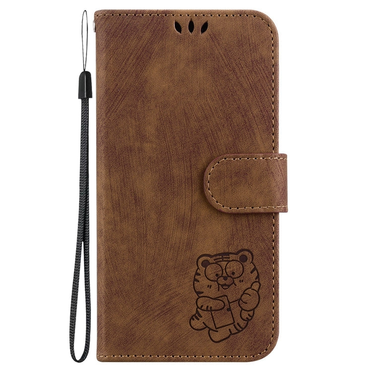 Para Samsung Galaxy A23 Funda de cuero con relieve Little Tiger (marrón)