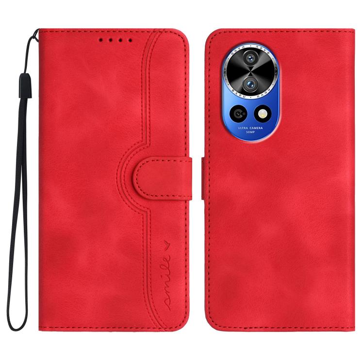 Funda de Cuero con Diseño de Corazón para Huawei Nova 12 Pro y Nova 12 Ultra (Rojo)
