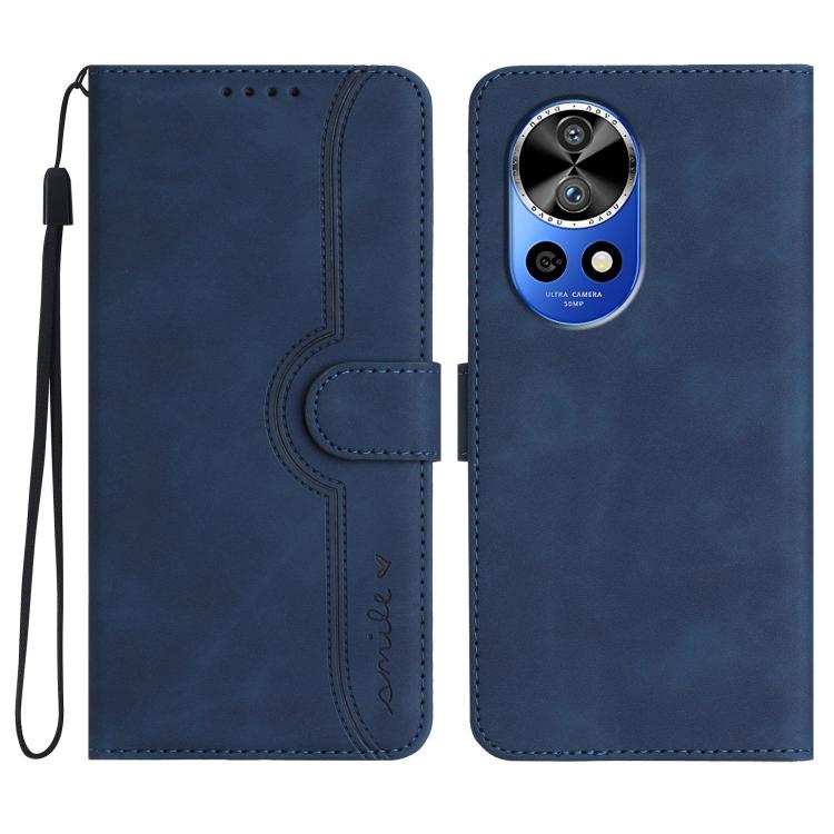 Funda de Cuero con Diseño de Corazón para Huawei Nova 12 Pro y Nova 12 Ultra (Azul Real)