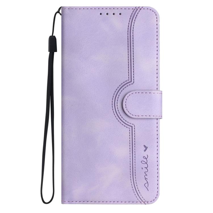 Funda de Cuero Huawei Enjoy 50 Nova Y70 con Diseño de Corazón (Morado)