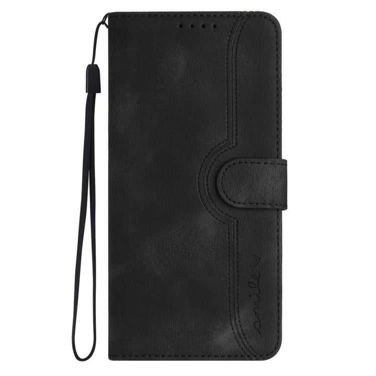 Funda de Cuero con Diseño de Corazón para Huawei Enjoy 50 Pro/Nova Y90 (Negra)