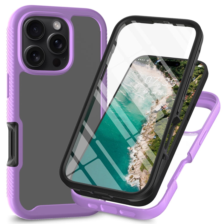 Funda para iPhone 16 Pro Starry Sky PC + TPU con Película Pet (Púrpura)
