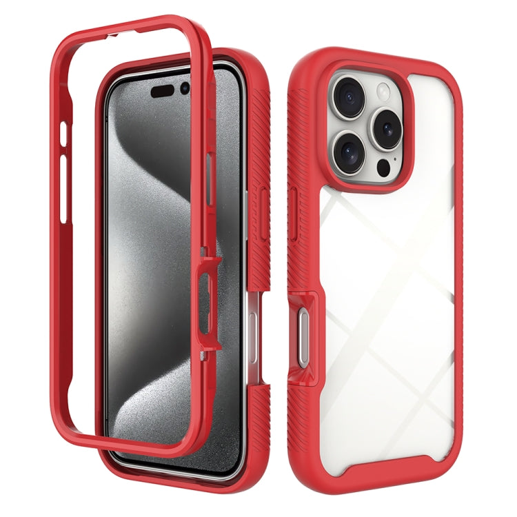 Funda para iPhone 16 Pro Starry Sky TPU Transparente a Prueba de Golpes (Rojo)