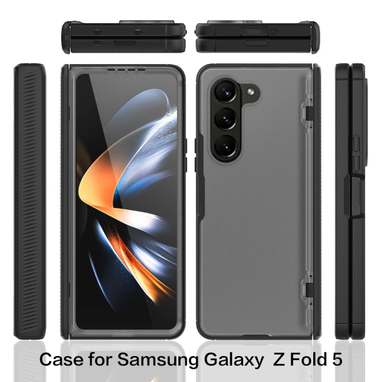 Para Samsung Galaxy Z Fold5 Estuche plegable para teléfono Frosted PC + TPU con bisagra (negro)