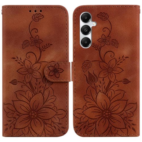 Funda para Samsung Galaxy A05S Cuero con Relieve Lily (Marrón)