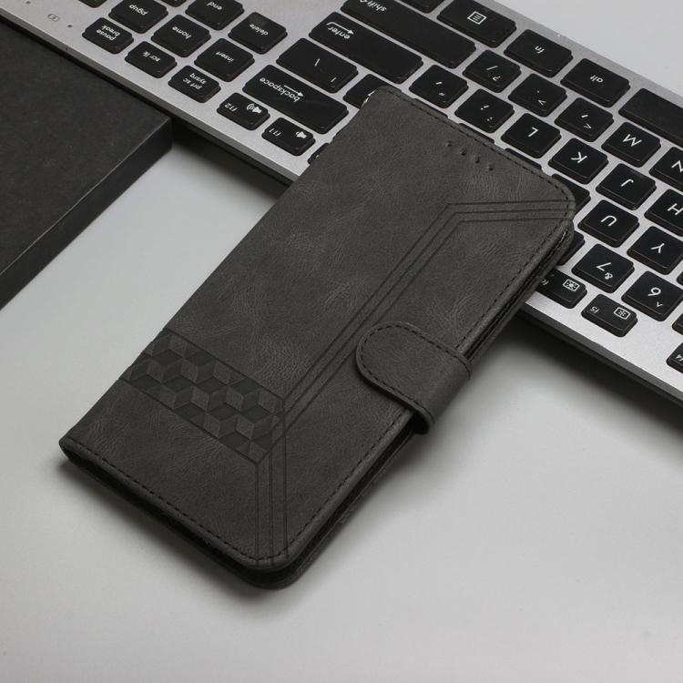 Funda de Cuero con Tapa y Tacto de Piel Cúbica para Huawei Enjoy 20E (Negra)
