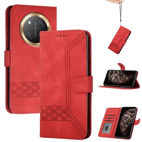 Funda de Cuero con Tapa y Tacto Cúbico para Honor X9C Global (Rojo)
