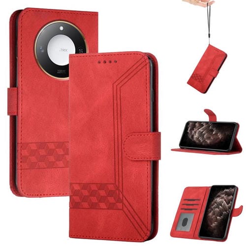 Funda de Cuero con Tapa y Tacto CĂșbico para Honor X60/X9C (Rojo)