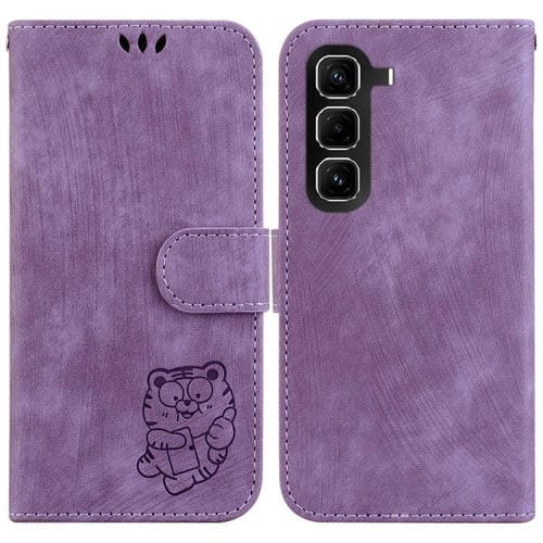 Funda de cuero con relieve de tigre para Infinix Hot 50 Pro+ 4G (morado)