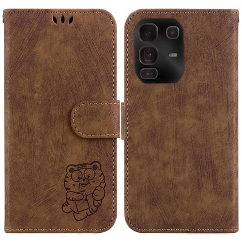 Funda de cuero con relieve de tigre para Infinix Note 50 Pro+ (marrón)