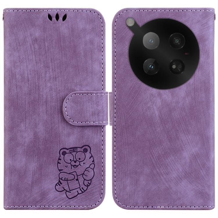 Funda de cuero con relieve de tigre para Infinix Zero 40 4G/5G (morado)