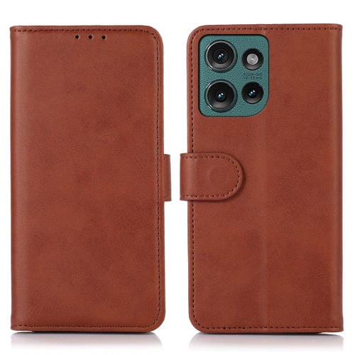 Funda de Cuero Textura de Vaca para Motorola Edge 50 5G (MarrĂłn)