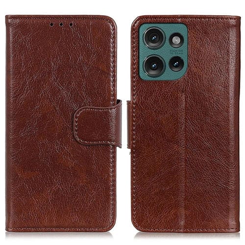 Funda de Cuero con Tapa y Textura Nappa para Motorola Edge 50 5G (MarrĂłn)