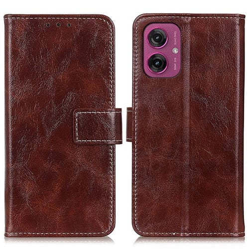 Funda de Cuero Retro Crazy Horse para Motorola Moto G55 5G (MarrĂłn)