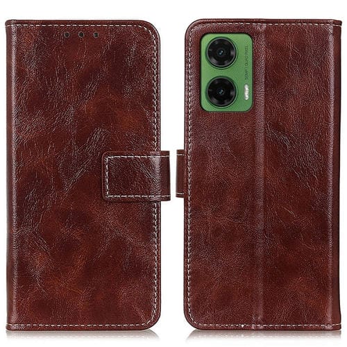 Funda de Cuero Retro Crazy Horse para Motorola Moto G35 5G (Marrón)