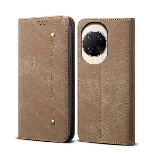 Funda de cuero con textura vaquera para Huawei Nova 14 Pro (caqui)