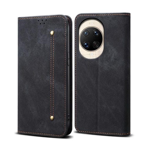 Funda de cuero con textura vaquera para Huawei Nova 14 Pro (negra)