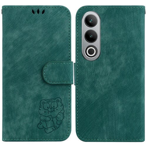 Funda para OnePlus Nord Ce4 5G de Cuero con Relieve Little Tiger (Verde)