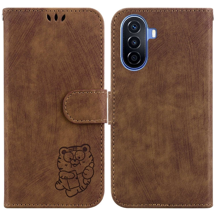 Funda para Huawei Nova Y61 Enjoy 50Z Cuero con Relieve Little Tiger (MarrĂłn)