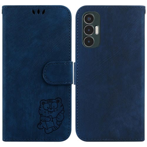 Funda para Teléfono Tecno Pova 3 Le7 Cuero con Relieve Little Tiger (Azul Oscuro)