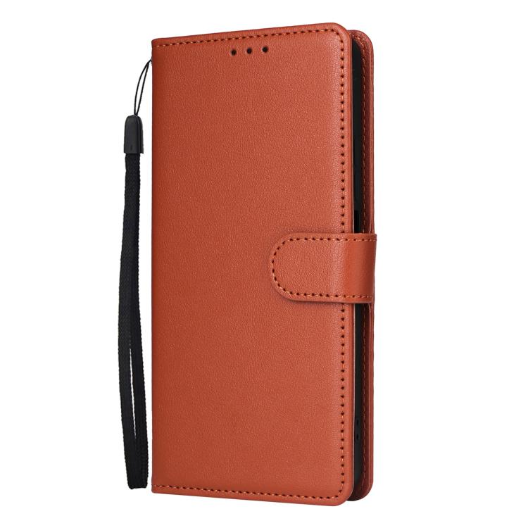 Funda de Cuero Multifuncional para Infinix Hot 50I 4G y Smart 9 4G con 3 Ranuras (Marrón)